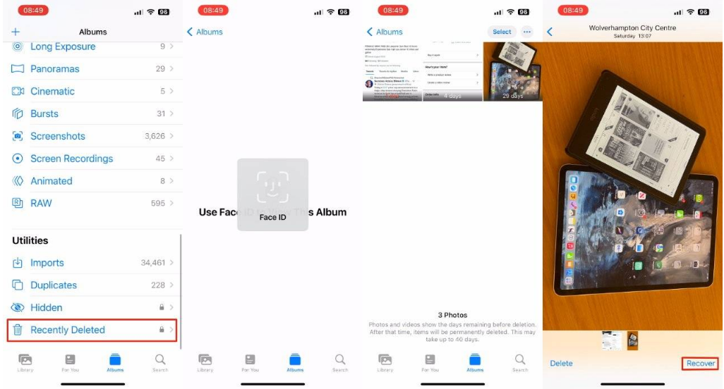 古浪苹果14维修分享 iPhone14 上恢复已删除的照片 