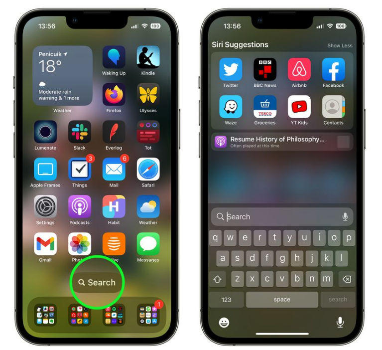 古浪苹果手机维修分享升级到 iOS 16 后，如何删除主屏幕上的搜索按钮 