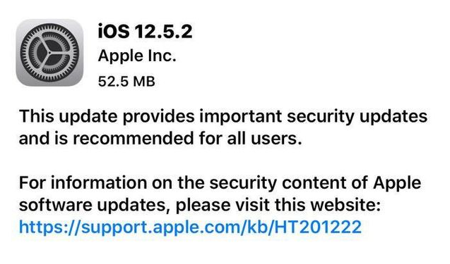 古浪苹果手机维修分享iOS12.5.2发布，建议所有老苹果用户安装 